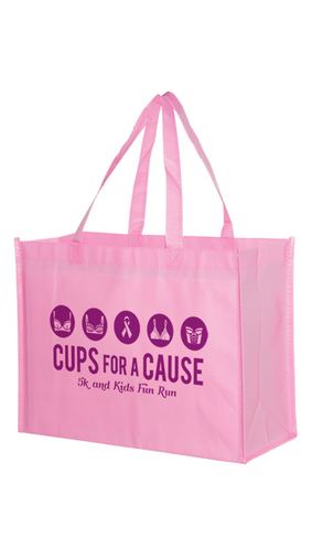 Breast Cancer Awareness Pink Gloss Laminated Designer Tote Bag (16"x6"x12") - Screen Print